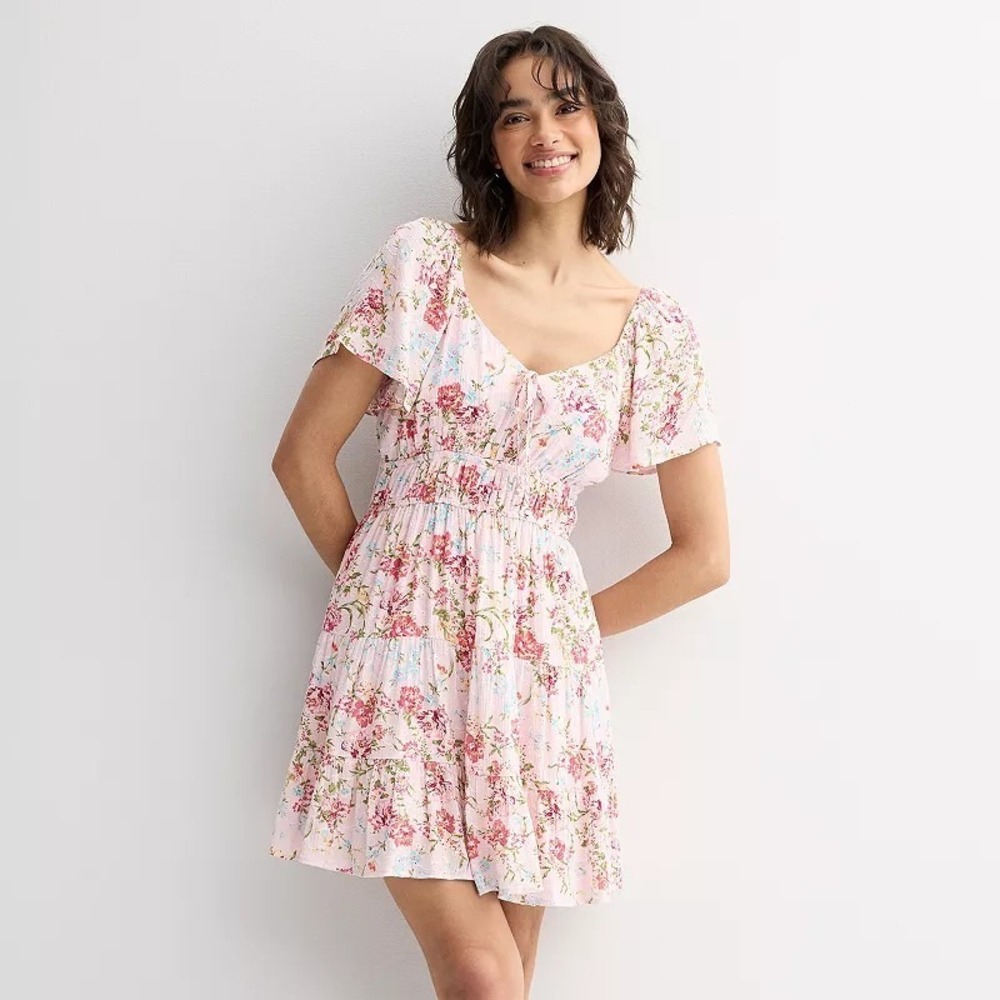 Floral Cottagecore Tiered‎ Skater Dress XL EUC Coquette Fairy Boho Chic Babydoll
